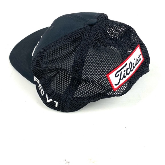 Titleist pro v1 Footjoy golf hat adjustable black mesh cap - Picture 4 of 5